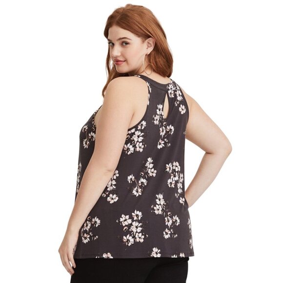 Torrid Tank Womens Size 1 Studio Knit High Neck Keyhole Back Floral Lightweight - Picture 4 of 15